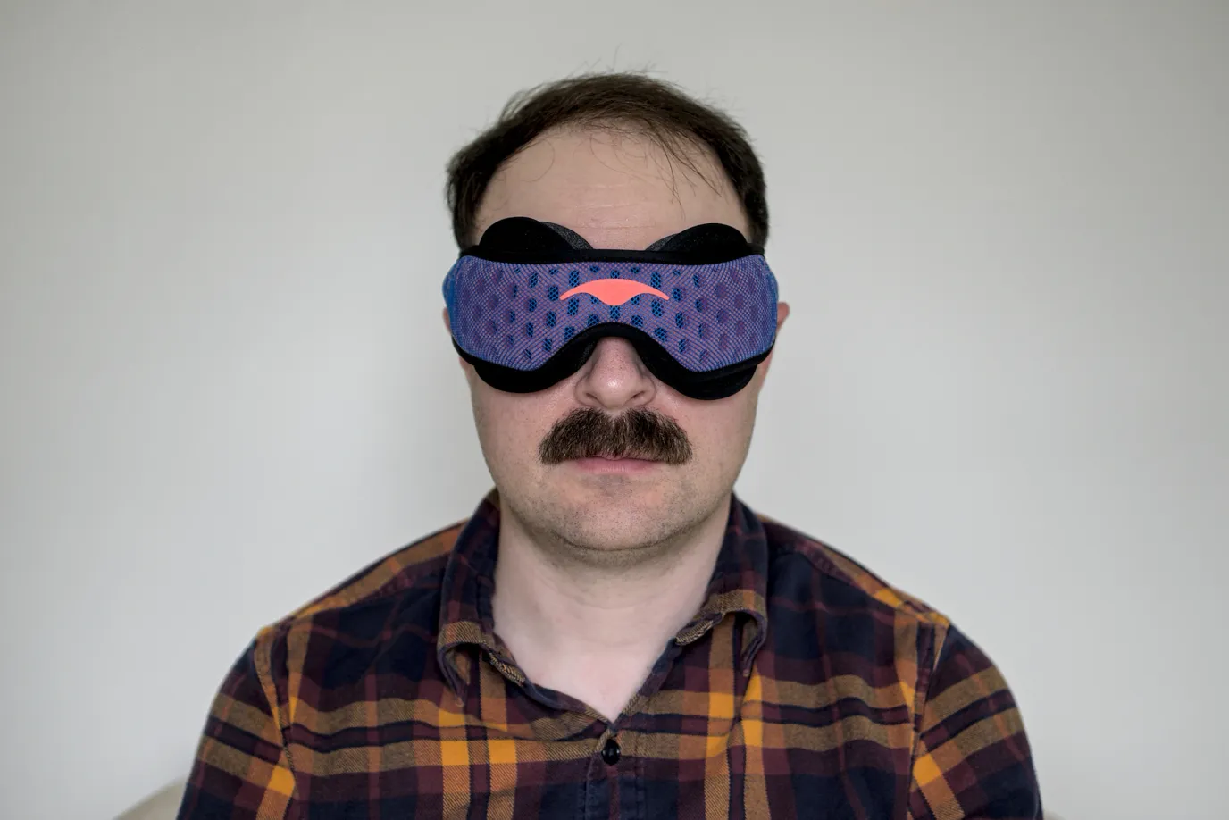 A photo of me wearing a Manta PRO sleep mask